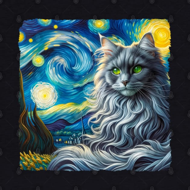 Nebelung Starry Night Inspired - Artistic Cat by starry_night